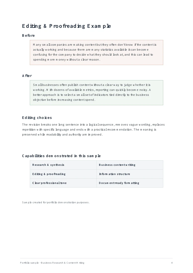 Presentations & professional documents — TEMPLATE / PORTFOLIO SAMPLE
